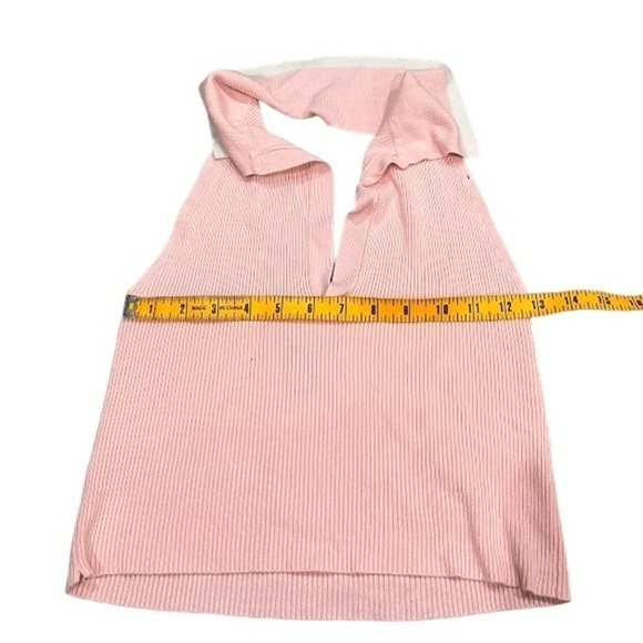Forever 21 ribbed baby pink halter open back crop top - Picture 2 of 5